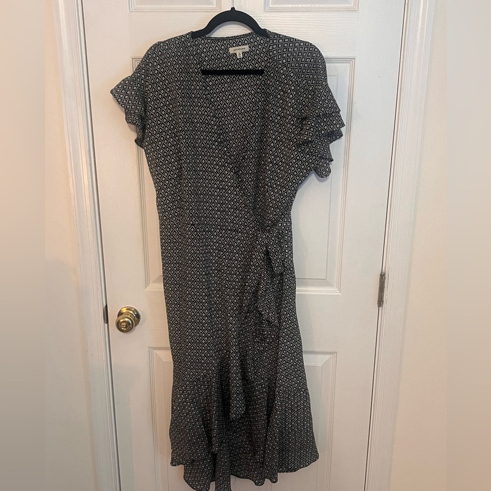 High low wrap dress with cute tie and ruffles